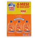Sole Detersivo lavatrice Bianco Splendente 120 lavaggi 3 x 2 L